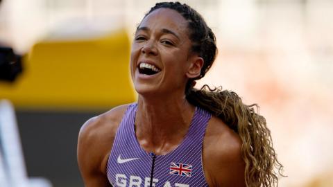 Katarina Johnson-Thompson smiles after winning world heptathlon gold
