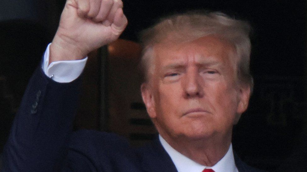Donald Trump raises fist