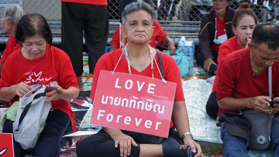 A Thaksin supporter outside the airport