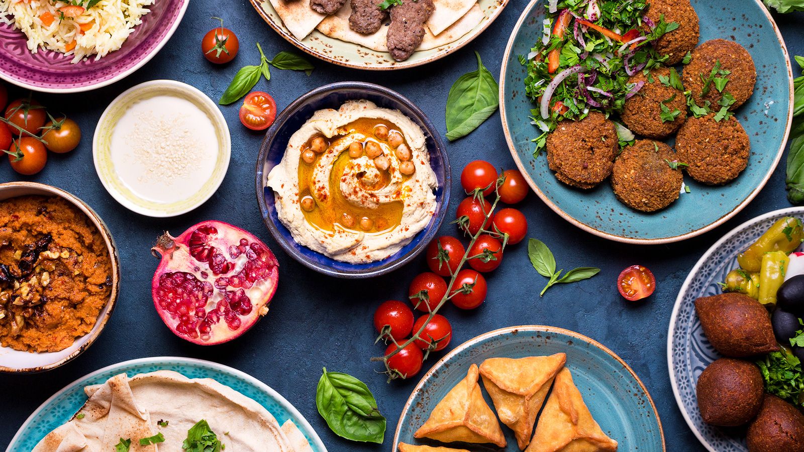 Middle Eastern or Arabic dishes and assorted meze