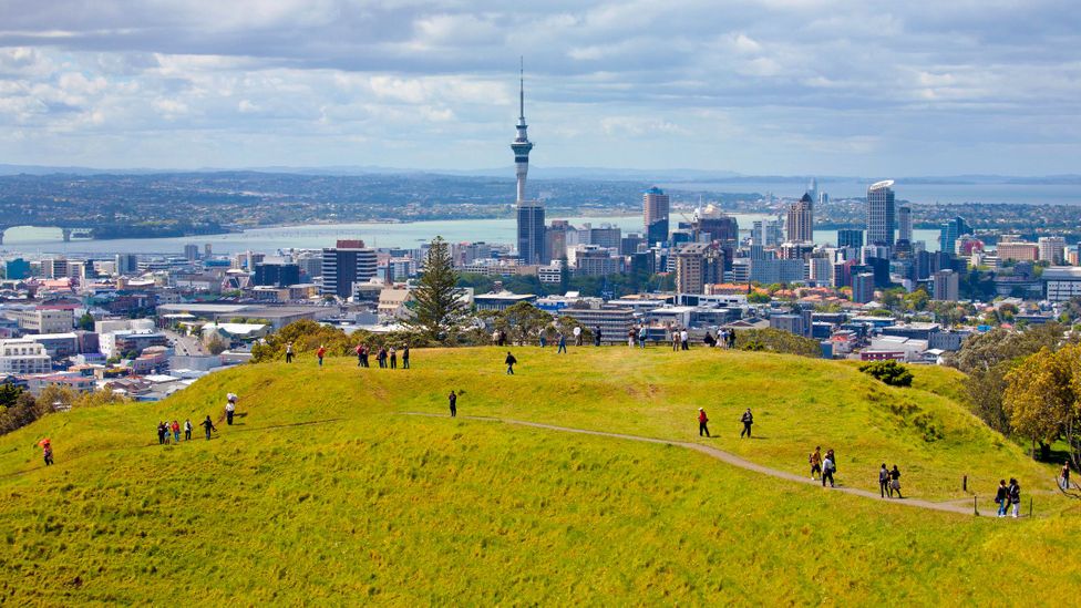 Auckland skyline with Sky Tower from Mount Eden